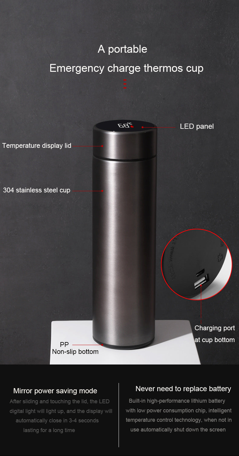 Smart Flask With Integrated Phone Charger